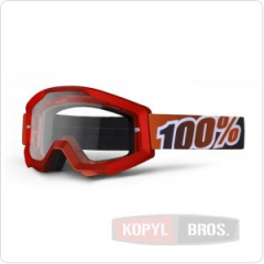 Мото очки 100% STRATA Moto Goggle Fire Red - прозрачная линза, фото №1, цена