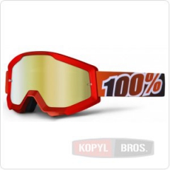 Мото очки 100% STRATA Goggle Fire Red - Mirror Red Lens